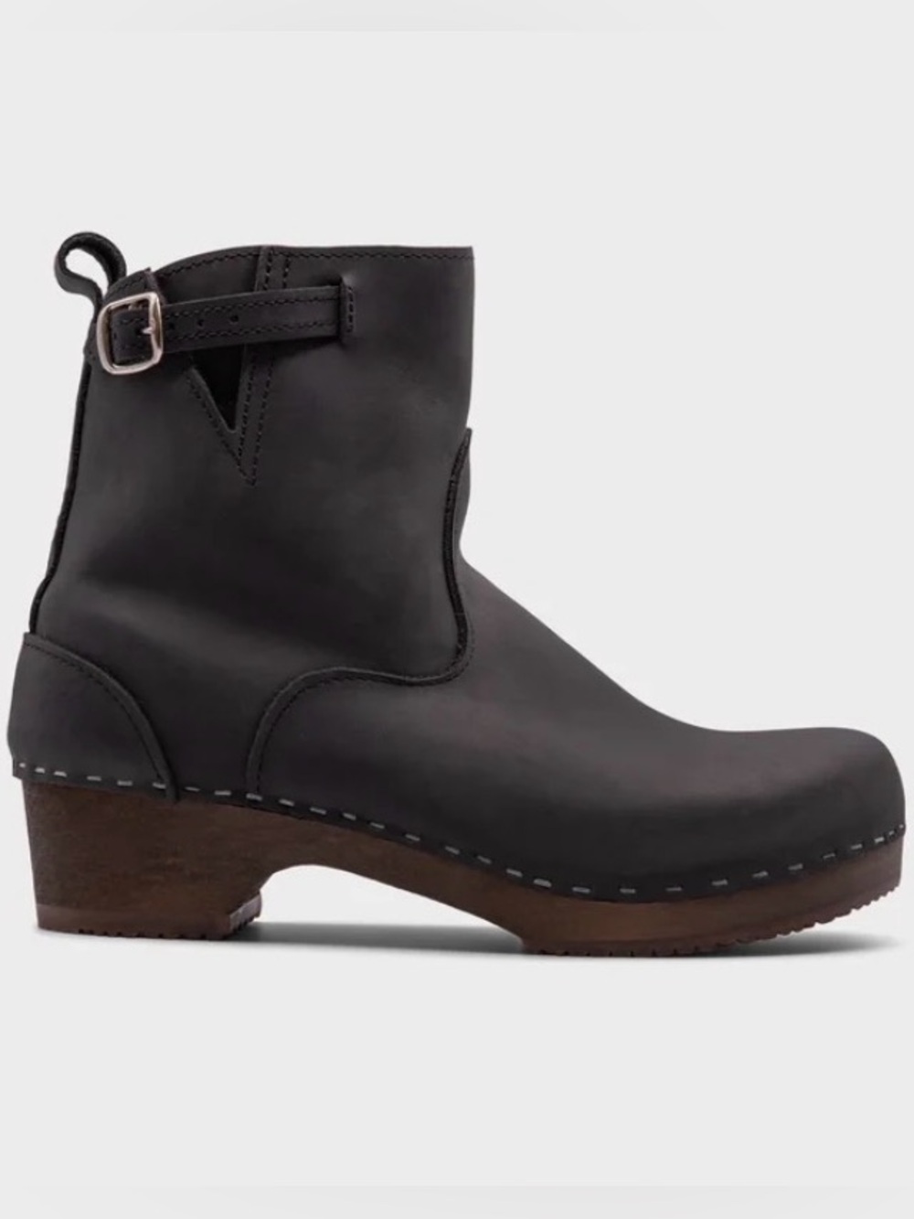 Sandgrens Swedish Handmake Wooden Manhattan Clog Boots Black Brown US 8